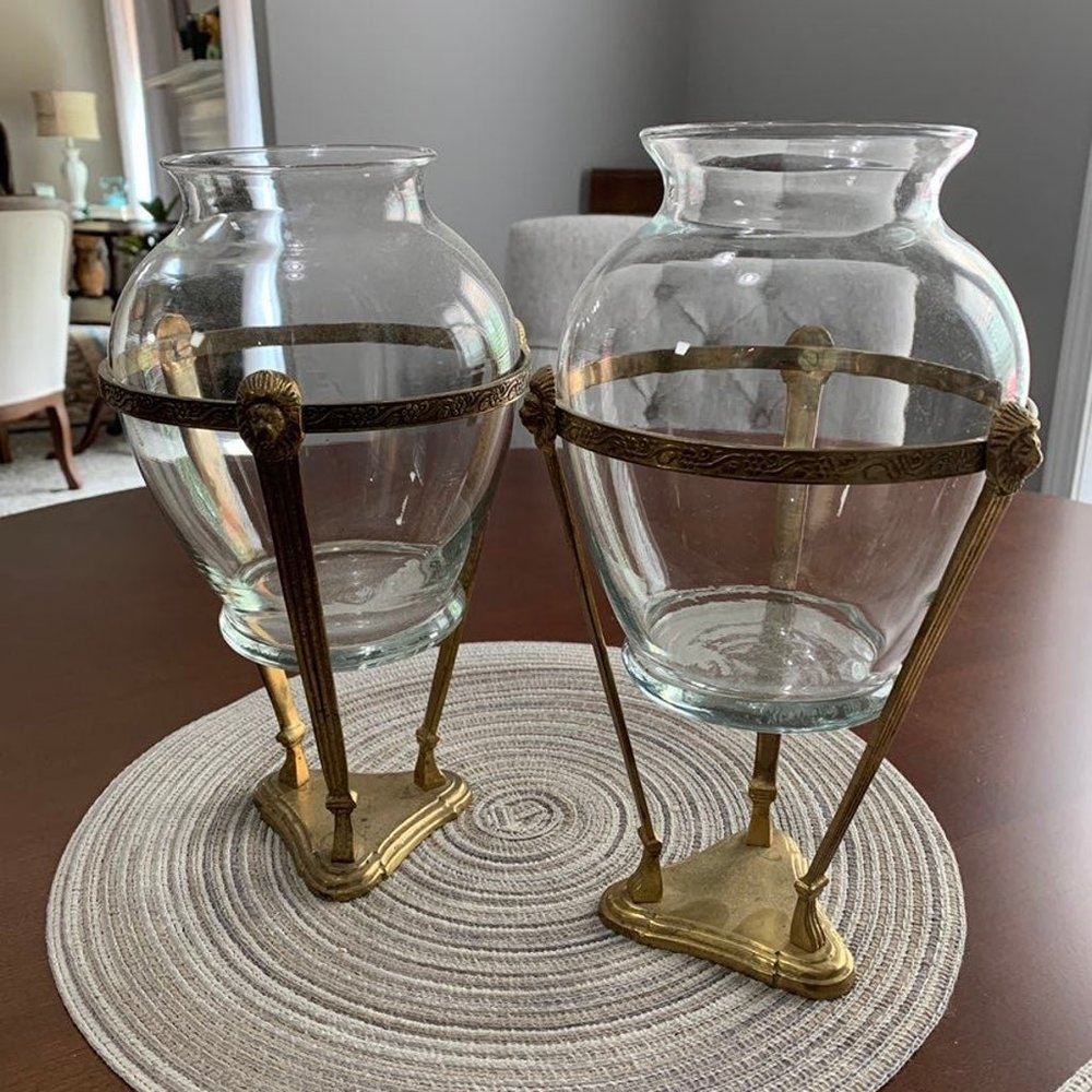 Vintage Brass and Glass Art Deco